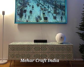 Bone Inlay Media Console: Handmade Moroccan TV Unit