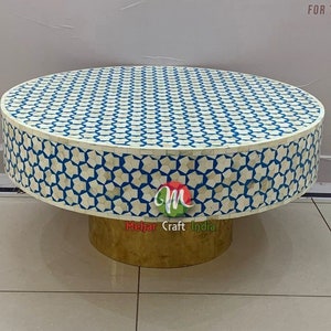 Handmade Bone Inlay Wooden Modern Pattern Coffee Table Furniture Bone Inlay Table Bone Inlay Center Table Bone End Table Furniture Decorativ