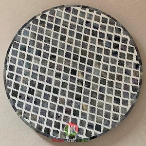 Bone Inlay Round Tabletop: Handmade Home Decor
