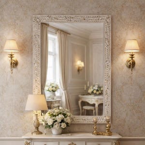 Handgefertigter Perlmutt Inlay Spiegel | Blumen Wand Dekor