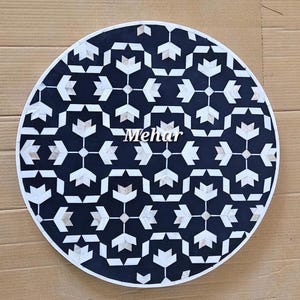 Bone Inlay Round Tabletop: Mother of Pearl Inlay, Home Decor