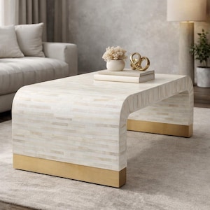 Handmade Bone Inlay Coffee Table | Modern Minimalist Centerpiece