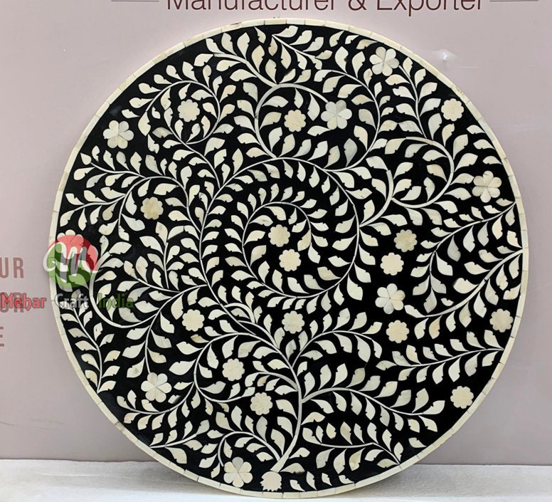 Bone Inlay Round Tabletop: Floral Coffee Table, Home Decor