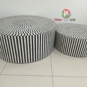 Handmade Bone Inlay Round Coffee Table: Designer Living Room Decor