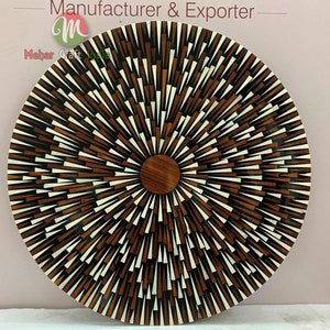 Handmade Bone Inlay Sunburst Tabletop: Coffee Table Top, Home Decor