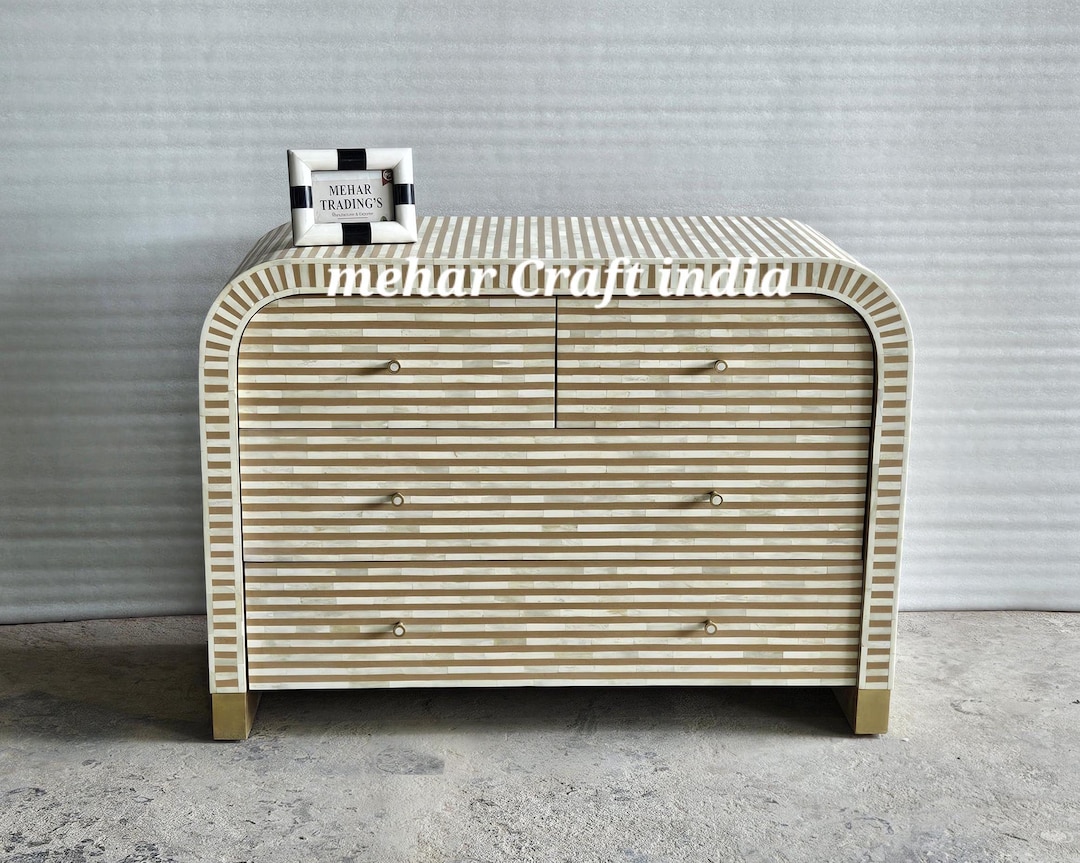 Bone Inlay 4 Drawers Chest Chest of Drawer, Wood Inlay Drawer Chest ...