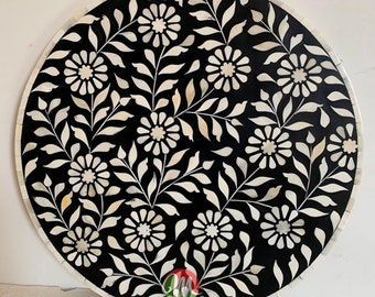 Bone Inlay Tabletop: Floral Inlay, Antique Furniture Decor