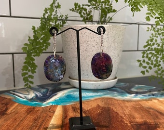 Polymer earrings, handmade earrings, alcohol ink earrings, everyday use, silver, resin earrings, unique, original design, lightweight