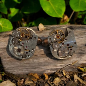 Steampunk Cufflinks for Men | Handmade from Upcycled Vintage Watch Movements | Unique Gift for Him | Wedding, Anniversary, Groomsmen