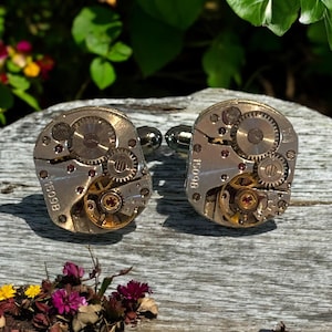 Steampunk Cufflinks for Men | Handmade from Upcycled Vintage Watch Movements | Unique Gift for Him | Wedding, Anniversary, Groomsmen