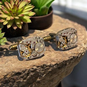 Steampunk Cufflinks for Men | Handmade from Upcycled Vintage Watch Movements | Unique Gift for Him | Wedding, Anniversary, Groomsmen