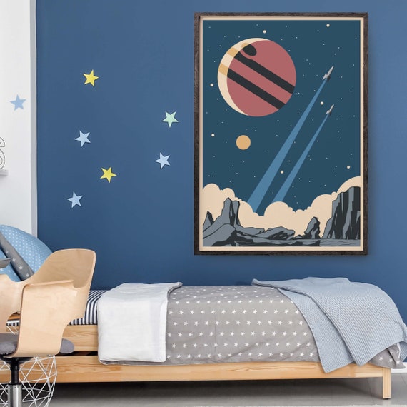 Alien Planets Retro-futuristic Space Art Rocket Ship Art - Etsy