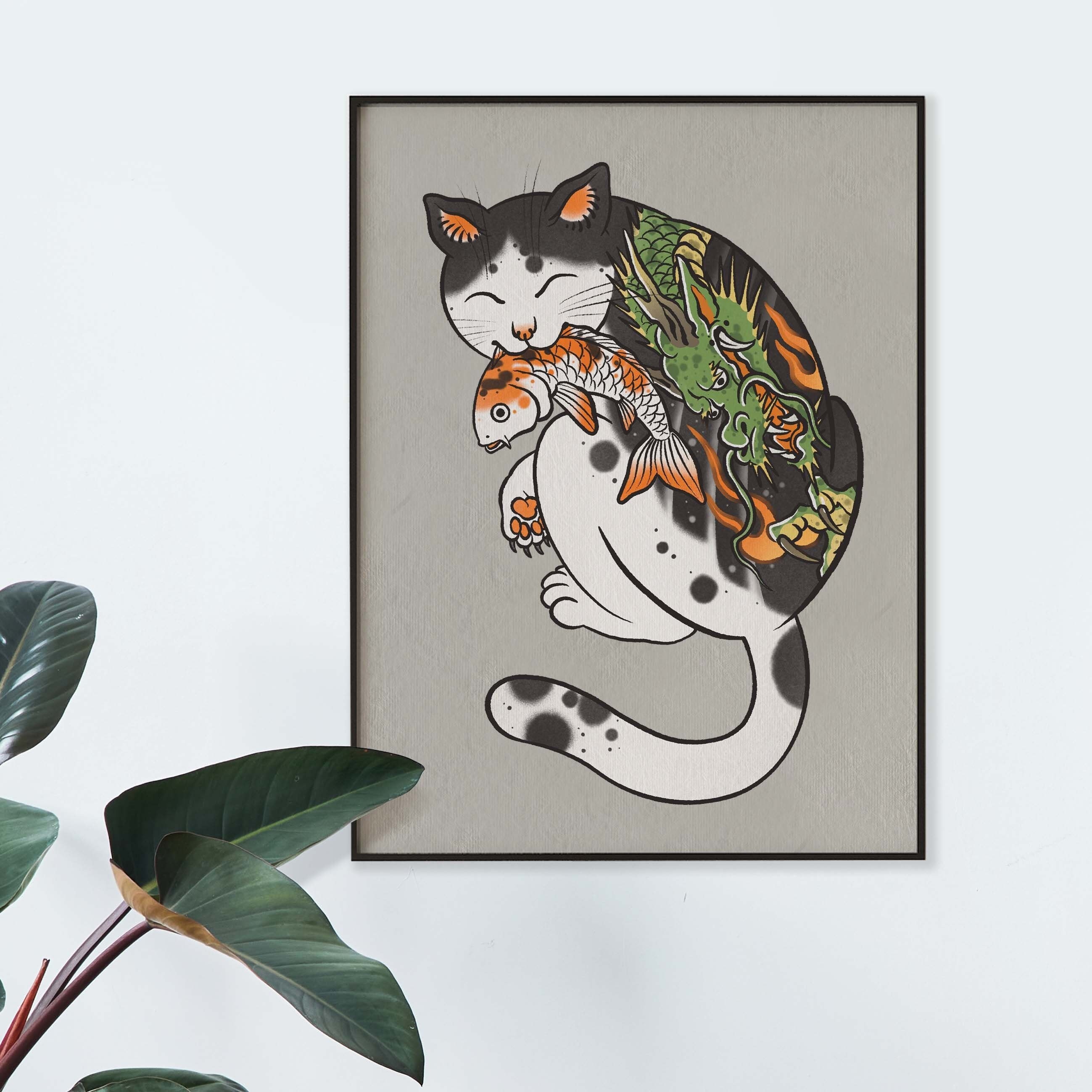Yakuza Mittens Cat Canvas Wall Art Fun Gifts for Cat Etsy