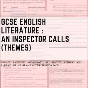 GCSE ENGLISH LITERATURE: &#39;An Inspector Calls&#39; themes pack