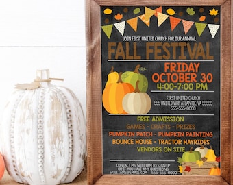 EDITABLE Fall Festival Flyer Invitation, Kids Fall Event, Community Harvest Event Flyer Invitation, Instant Download Printable
