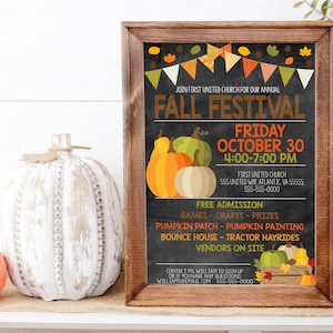 EDITABLE Fall Festival Flyer Invitation, Kids Fall Event, Community Harvest Event Flyer Invitation, Instant Download Printable