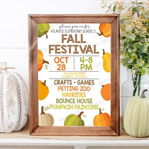 EDITABLE Fall Festival Flyer Invitation, Kids Fall Event, Community Harvest Event Flyer Invitation, Instant Download Printable