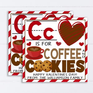 Coffee Cookie Valentines Gift Tag, Editable Teacher Daycare Gift Tag, Staff Employee Office Appreciation, Valentine Dessert Tag, PTO PTA