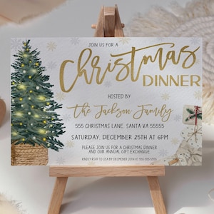 Weihnachtsessen-Einladung, bearbeitbare einladen, Mitarbeiter-Angestellte-Büro-Business-Arbeit-Winter-Weihnachtsfeier-Event-Einladung / Karte