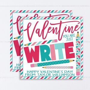 Valentinstag Bleistift Geschenkanhänger, Bearbeitbar You Are Just Write Geschenkanhänger, Kinder Lehrer Klassenzimmer Schule Geschenk, Valentinstag Schriftzug Geschenkanhänger