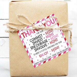Valentines Mint Tags, Thank You Labels, Mint Candy Gift Tags, Valentine Appreciation Gift Tag, Teacher Staff Employee Client Office Nurse