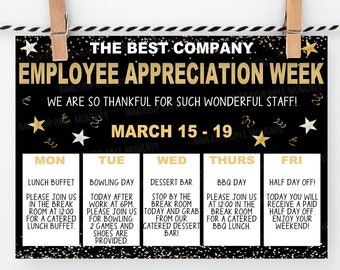 Editable Staff Appreciation Week Itinerary, Employee Appreciation Week Schedule, Customizable Schedule, Staff Recognition