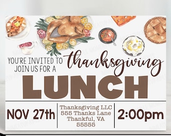 EDITABLE Thanksgiving Lunch Invitation, Employee Business Work Fall Thanksgiving Lunch Party Event Invitation/Card, Appreciation