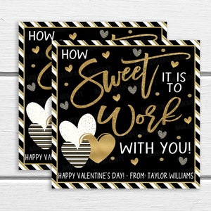 Co-worker Gift Tags, Editable Coworker Company Staff Appreciation Labels, Valentine Candy Cookie Donut Pastry Treat Staff Office Tag
