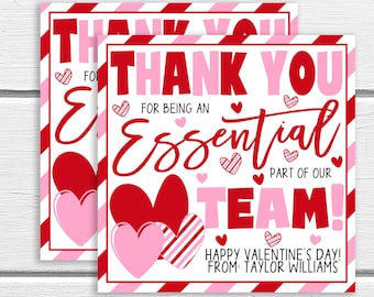 Valentine Employee Appreciation Gift Tag, Thank You Essential Worker, Frontline Worker Tag, Staff Employee Volunteer Teacher School Office