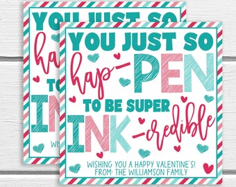 Valentine's Pen Thank You Tag, Editable Pen Appreciation Tag, Teacher Nurse Volunteer Staff Office Healthcare Frontline Thank You, PTO PTA