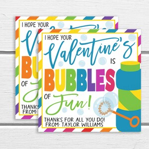 Valentine Bubble Tags, Editable Hope Your Valentine&#39;s Is Bubbles Of Fun, Classroom Student School Teacher Staff Boy Girl Gift Label, PTO PTA