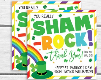 St. Patrick's Day Appreciation Gift Tag, You Really Sham-Rock, Grateful Employee Teacher Nurse Office Staff Volunteer Co-worker PTA PTO, DIY