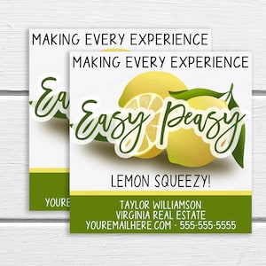 Summer Pop-by Tags, Making Every Experience Easy Peasy Lemon Squeezy, Real Estate Pop By Marketing, Realtor Summer Gift Tags, Editable
