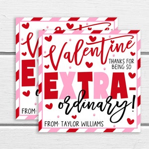 Valentine Thank You Gift Tags, bewerkbare extra gewone gum tag, leraar personeel werknemer vrijwilliger verpleegkundig personeel PTA PTO waardering label tag