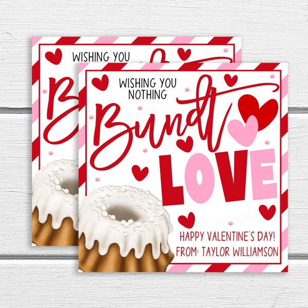 Valentine Bundt Cake Gift Tag, EDITABLE Cake Bundt Gift Tag, Valentine Appreciation Staff Teacher Employee Nurse Co-worker PTO PTA