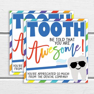 Etiqueta de presente da semana de apreciação dentária, dente, diga que você é incrível, etiqueta de presente de obrigado, dentista, equipe médica, assistente de higienista dental
