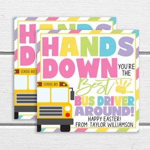 Etiqueta de presente de agradecimento ao motorista de ônibus de Páscoa, sem dúvida, você é o melhor motorista de ônibus do mundo, escola PTO PTA, motorista de ônibus, obrigado, etiqueta para impressão
