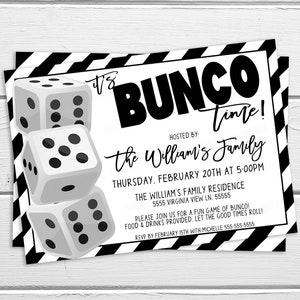 Bunco Night Einladung Flyer, bearbeitbare Bunco Dice Party, Familienspielabend, Kirchenschule Business Fundraiser, PTO PTA Fundraiser, DIY