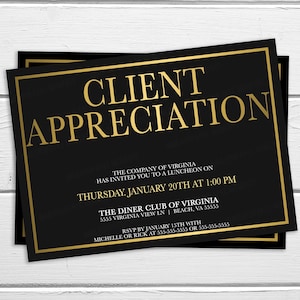 Client Appreciation Invitation, Staff Employee Office Business Work Event, Client Lunch Dinner Invitation, Editable Printable, Real Estate