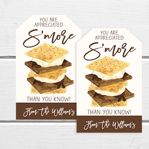 S'more Thank You Geschenkanhänger, Editierbares DIY S'more Appreciation Label, Client Marketing Small Business Real Estate Sales, DIY S'more Kit Tag
