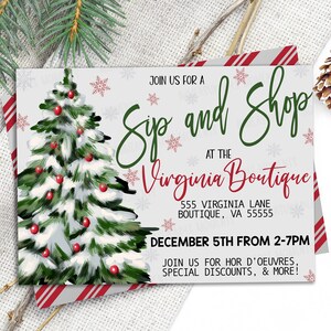 Editierbare Sip and Shop Marketing Einladungskarte, Weihnachten Weihnachten Winter Sales Event Einladung/Karte, Weihnachts Marketing Flyer Einladung