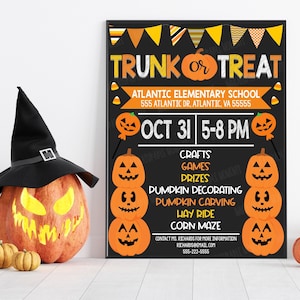 EDITABLE Trunk or Treat Flyer Invitation, Kids Halloween Event, Community Halloween Event Flyer, School Halloween Flyer