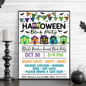 MODIFIABLE Halloween Block Party Invitation/Flyer, Événement Halloween pour enfants, Événement communautaire, Événement de quartier