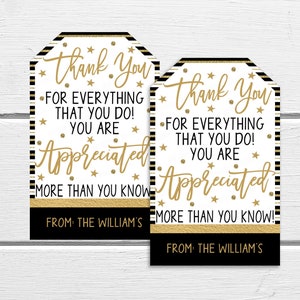 Thank You Gift Tags, Teacher Staff Employee Nurse Volunteer Staff Appreciation Week, You&#39;re A Star, School PTO PTA DIY Editable Template