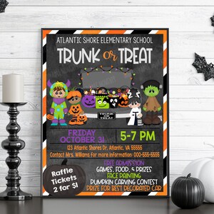 EDITABLE Trunk or Treat Flyer Invitation, Kids Halloween Event, Community Church Neighborhood Event Flyer, School Flyer, Printable