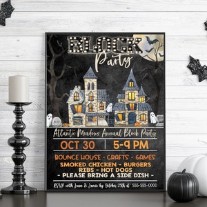 EDITABLE Halloween Block Party Invitation/Flyer, Kids Halloween Event, Community Event, Neighborhood Event
