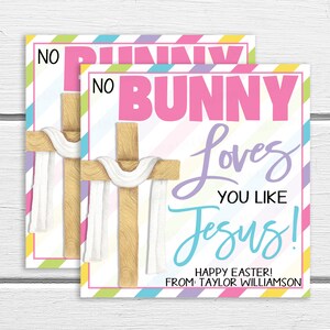 Étiquette-cadeau de Pâques, aucun lapin ne vous aime comme Jésus, étiquette de lapin de Pâques, infirmière d'église religieuse enfants école du dimanche voisin ami cadeau Bible