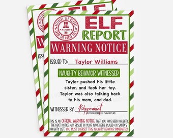 Elf Warning Letter Etsy