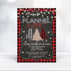 Flannel and Frost Holiday Christmas Winter Invitation, Flannel Party, Favorite Gift Exchange Party, Flannel and Favorites
