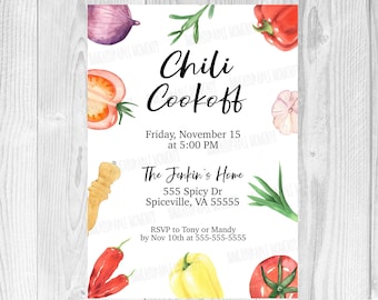 EDITABLE Chili Cookoff Invitation Card, Cook-off Party Event Flyer, Chili Competition, Customizable